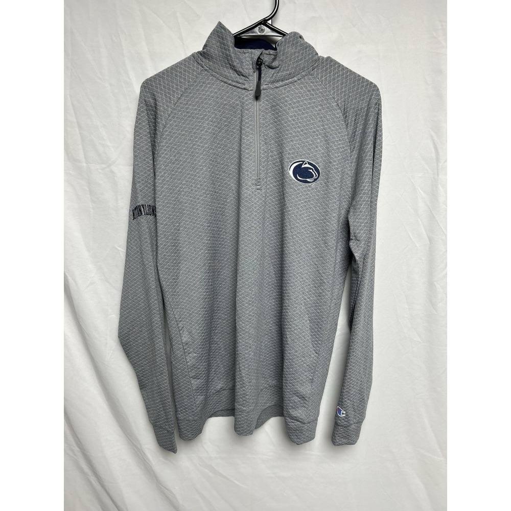 Penn State Champion Performance 1/4 Zip Pullover Gray Waffle Print NCAA Sz-M